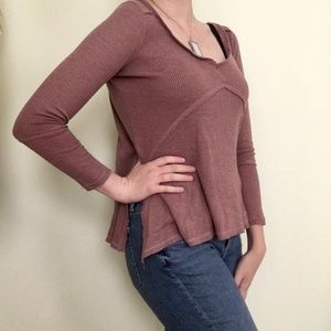 Charlotte Russe COZY Mauve Waffle Shirt